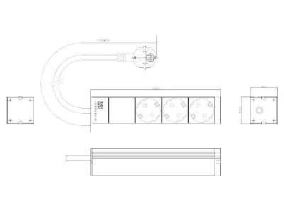 Bachmann 10" IT PDU Basic, 1HE, 3-fach, 250V, grau, 2m