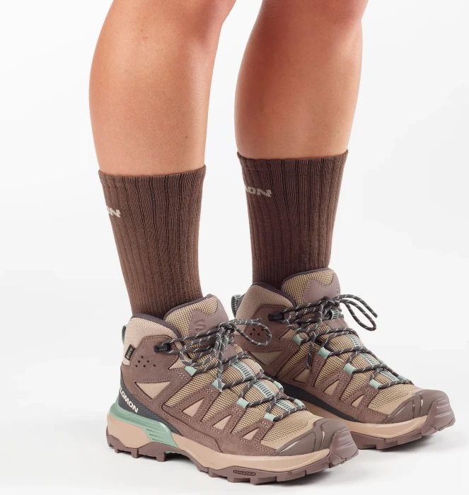 Salomon X Ultra 360 Leather Mid GTX desert tan/iron/green milieu (Damen)