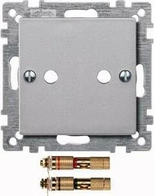 Merten System M Zentralplatte mit High-End Lautsprecher-Steckverbinder, aluminium