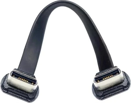 chenyang USB Kabel, Angled Flat Cable, USB 2.0, 480Mb/s, 65W, USB-C [Stecker] auf USB-C [Stecker], beidseitig gewinkelt, schwarz, 7cm