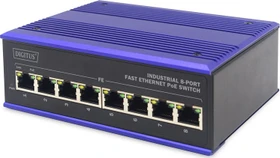 Digitus Professional DN-65 Industrial Railmount Switch, 8x RJ-45, 30W PoE+ (DN-650108)