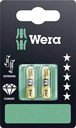 Wera 855/1 BDC SB Pozidriv Bit 1/4", PZ2x25mm, 2 Stück