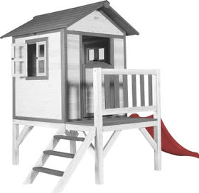 Axi Spielhaus Lodge XL weiß/grau mit Rutsche rot