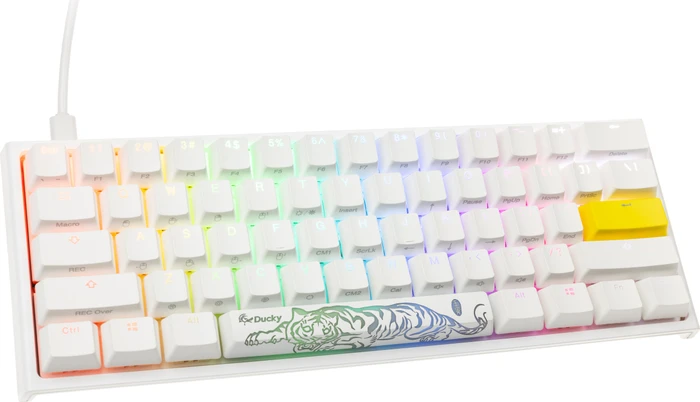 Ducky One 2 Pro Mini, PBT, weiß, LEDs RGB, MX RGB BLUE, USB, US