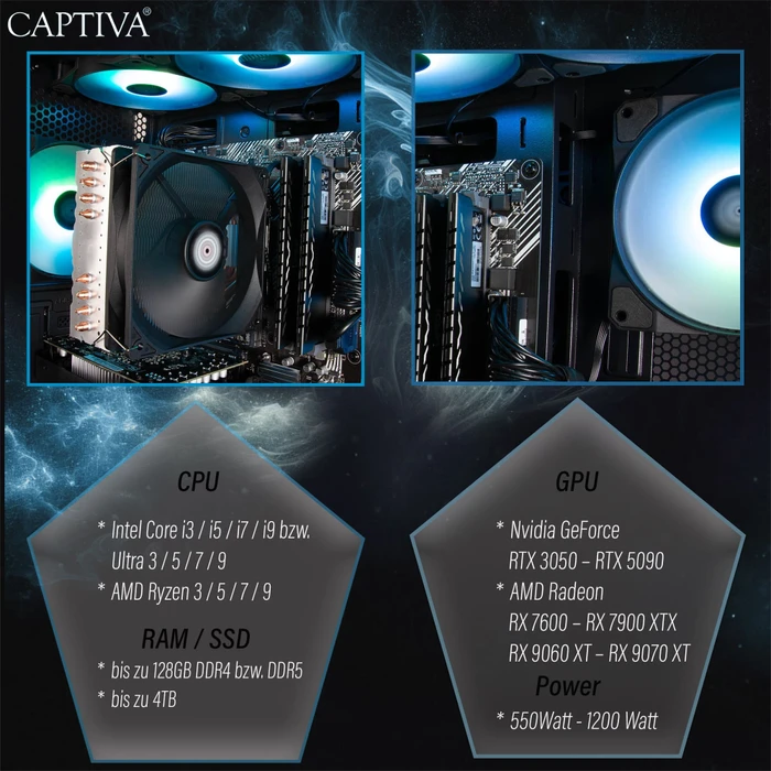 Captiva Entry Gaming I10-1881, Core i5-14400F, 16GB RAM, 1TB SSD, Arc B580 Graphics, Windows 11 Home