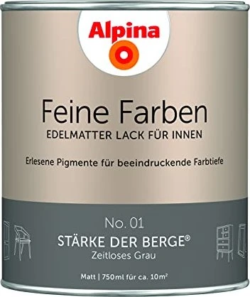 Alpina Farben Feine Farben Lack No. 01 Stärke der Berge innen grau edelmatt, 750ml