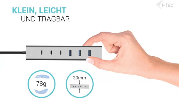 i-tec Charging Metal HUB 7 port, USB-C/USB-A 3.0 [Stecker]