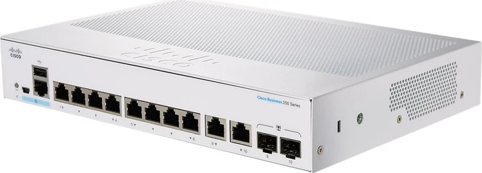Cisco Business 350 Desktop Gigabit Managed Switch, 8x RJ-45, 2x RJ-45/SFP, 67W PoE+