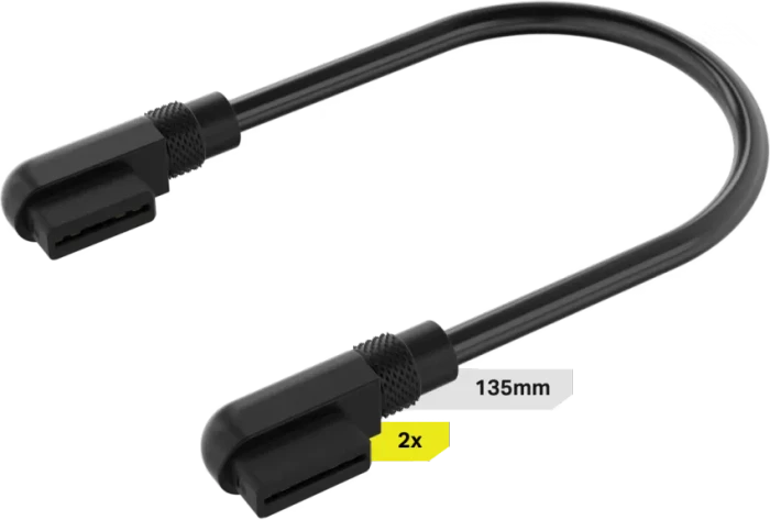 Corsair iCUE LINK Verlängerung, gewinkelt, 13.5cm, schwarz, 2er-Pack