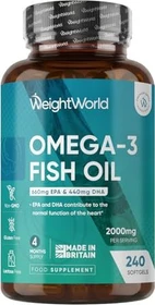 WeightWorld Omega 3 Fischöl Weichkapseln, 240 Stück