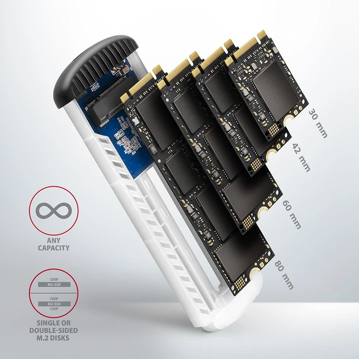 Axagon M.2 Festplattengehäuse, M.2 SATA, USB 3.0 Micro-B