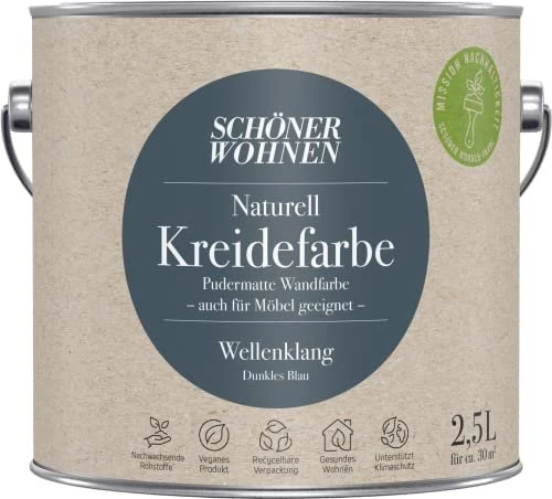 Schöner Wohnen Naturell Kreidefarbe innen wellenklang dunkles blau, 2.5l
