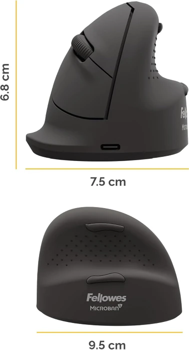 Fellowes Breyta Plus Vertical Mouse, small, schwarz, USB/Bluetooth