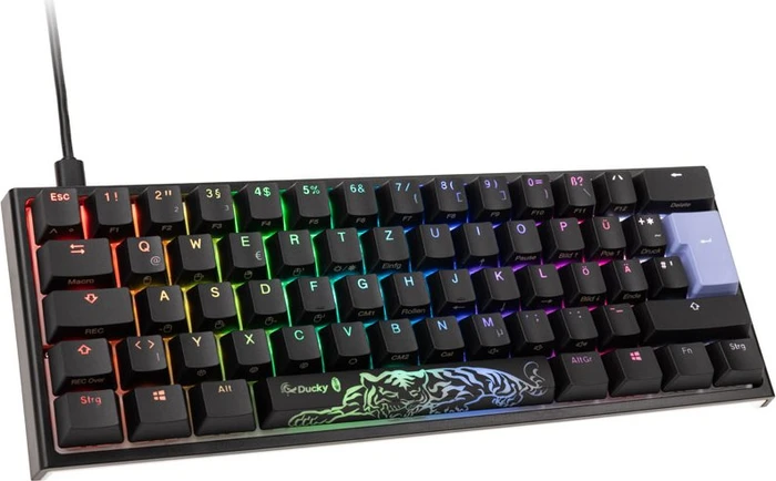 Ducky One 2 Pro Mini, PBT, schwarz, LEDs RGB, Kailh Box WHITE, USB, DE