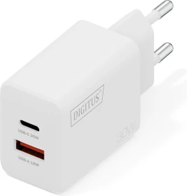 Digitus USB GaN Charger 1x USB-C 1x USB-A 30W weiß