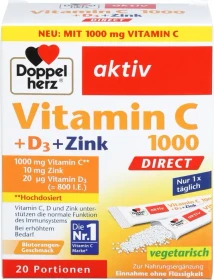 Doppelherz aktiv Vitamin C 1000 + D 3+ Zink Direct Pellets, 20 Stück