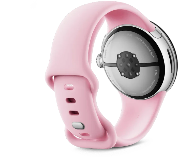 Google Pixel Watch 3 (LTE) 41mm Polished Silver mit Sportarmband Rose Quartz