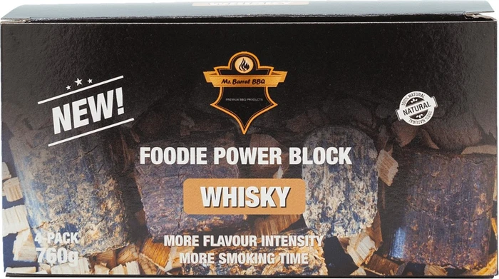 Mr. Barrel BBQ Foodie Power Block Whisky Räucherholz, 800g (4x 200g)
