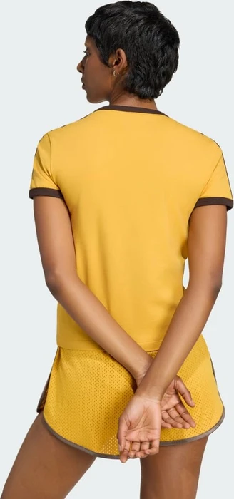 adidas 3-Streifen Slim T-Shirt kurzarm preloved yellow/aurora coffee (Damen)