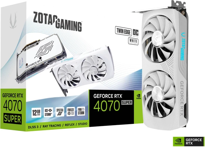 Zotac Gaming GeForce RTX 4070 SUPER Twin Edge OC White Edition, 12GB GDDR6X, HDMI, 3x DP
