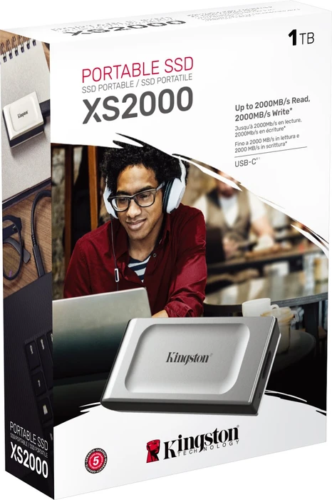 Kingston XS2000 Portable SSD, 1TB, USB-C 3.2