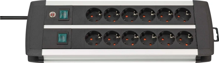 Brennenstuhl Premium-Alu-Line, 2x Schalter, 12-fach, 1.8m
