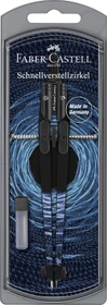 Faber-Castell Shiny Twist Schnellverstellzirkel, schwarz/blau, Klarsichtetui