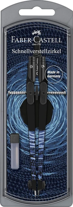 Faber-Castell Shiny Twist Schnellverstellzirkel, schwarz/blau, Klarsichtetui