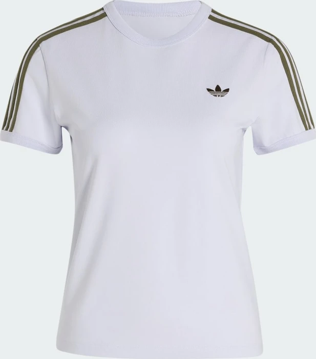 adidas 3-Streifen Slim T-Shirt kurzarm frozen purple/olive strata (Damen)