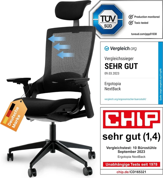 Ergotopia NextBack Bürostuhl, schwarz
