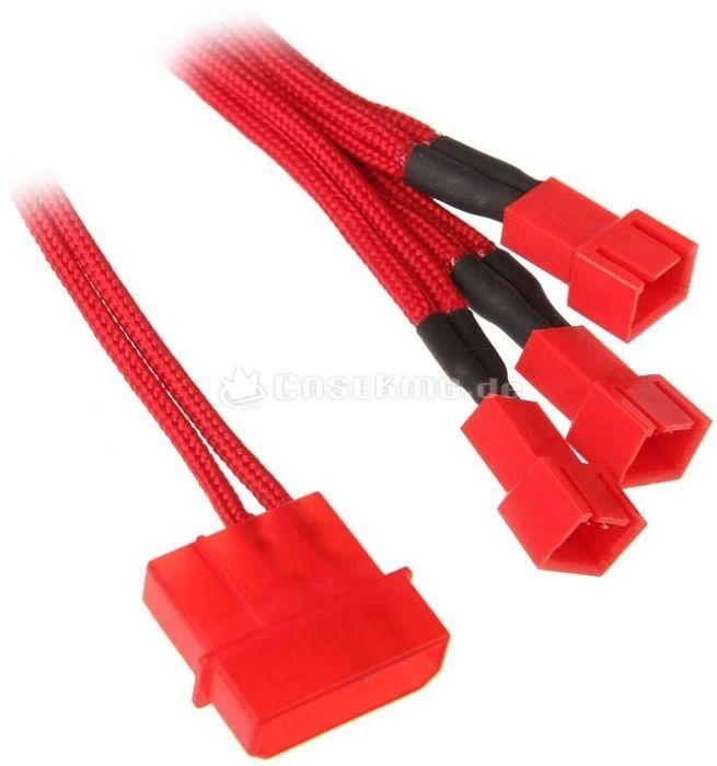 BitFenix Molex auf 3-Pin Adapter, sleeved, 20cm, rot