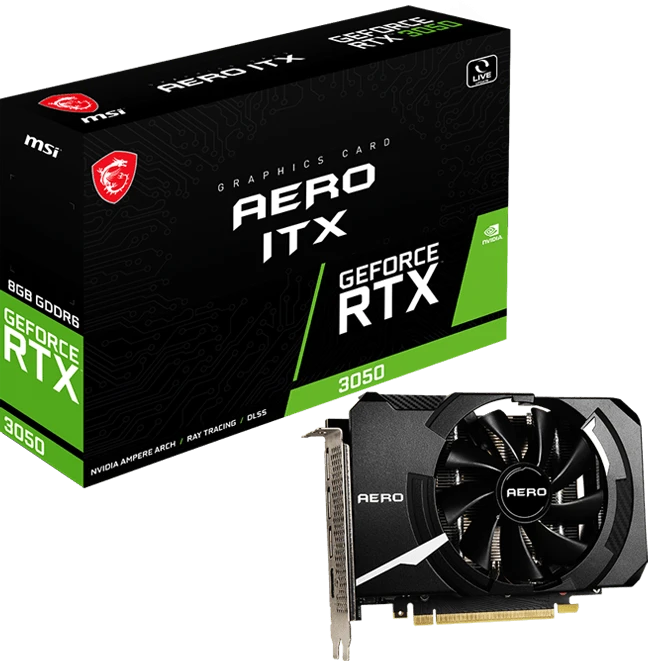 MSI GeForce RTX 3050 Aero ITX 8G, 8GB GDDR6, HDMI, 3x DP