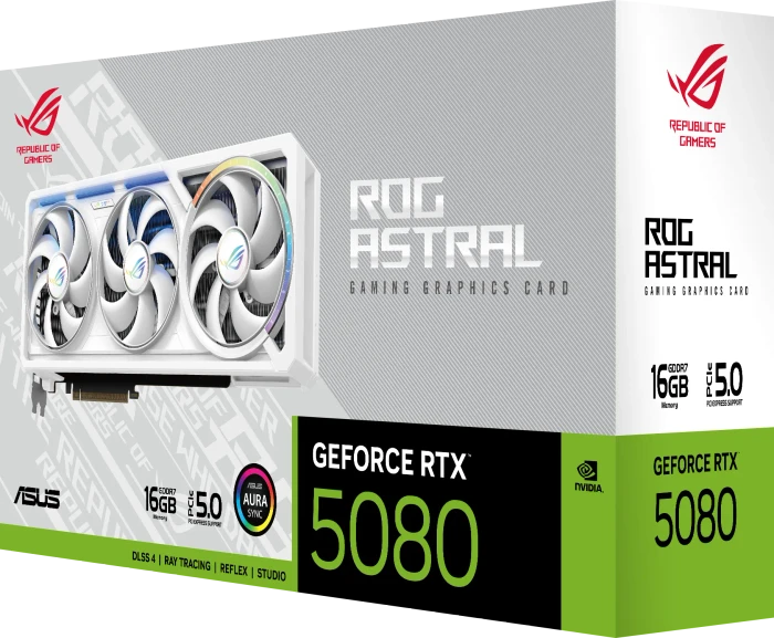 ASUS ROG Astral GeForce RTX 5080 White, ROG-ASTRAL-RTX5080-16G-WHITE, 16GB GDDR7, 2x HDMI, 3x DP