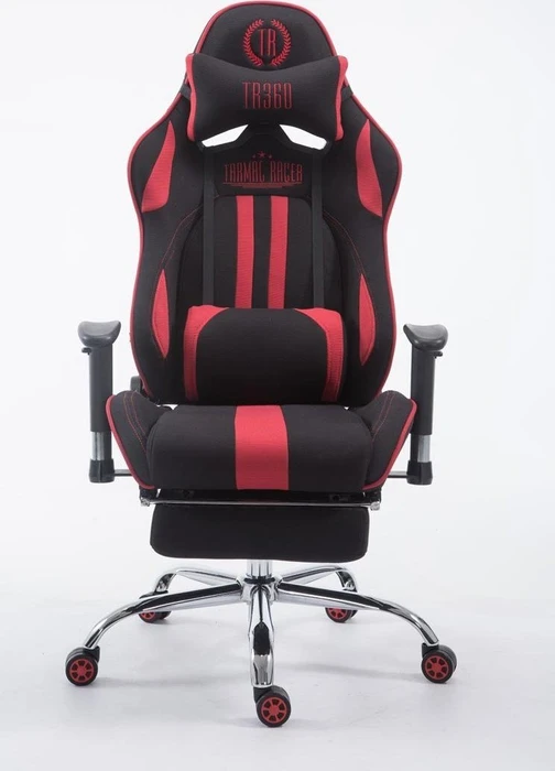 CLP Racing Limit Stoff Gamingstuhl mit Fußstütze, schwarz/rot