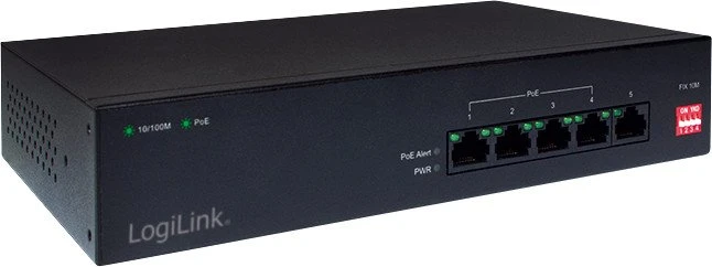 LogiLink Desktop Switch, 5x RJ-45, 70W PoE+
