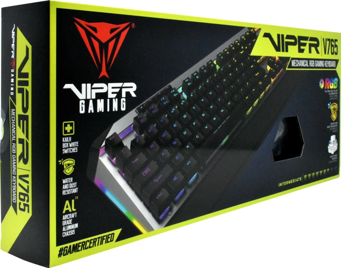 Patriot Viper V765 Mechanical RGB Keyboard, Kailh Box WHITE, US