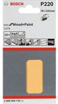 Bosch Professional C470 Best for Wood and Paint Schleifblatt K220, 70x125mm, 10 Stück