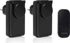 Smartwares SmarthomeBasic SH4-99650 IP44 schwarz, Outdoor-Funksteckdose, 2er Funksteckdosen-Set mit Fernbedienung