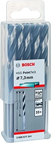 Bosch Professional HSS PointTeQ Spiralbohrer, 7.3x69x109mm, 10 Stück
