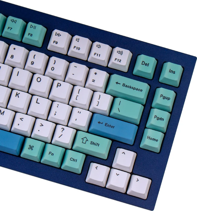 Keychron Q1/Q2/K2 OEM Dye-Sub Keycap-Set Iceberg, Kunststoff (PBT), Iceberg, blau/türkis/weiß, 97 Tasten (83+14), ANSI-US