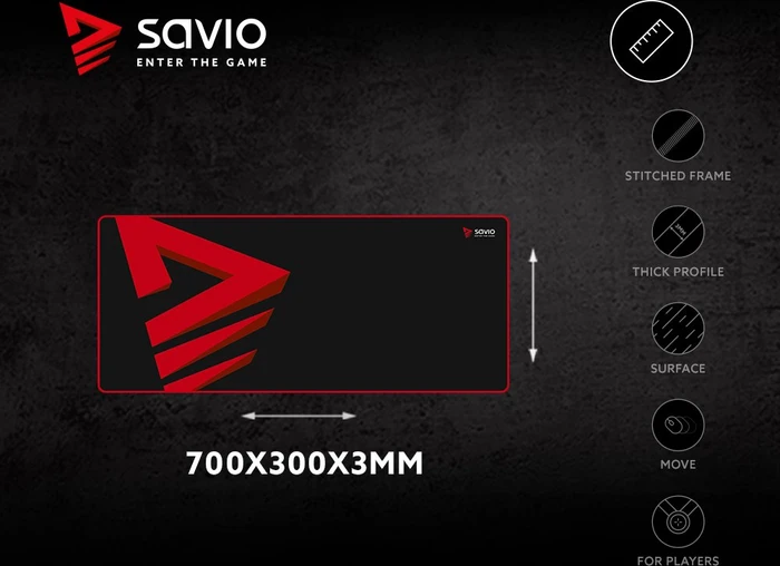 Savio Turbo Dynamic L Gaming Mauspad, schwarz/rot