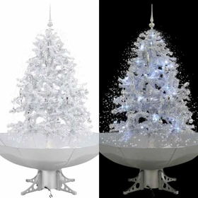 vidaXL Künstlicher Weihnachtsbaum schneiend mit Schirmfuß weiß, 140cm