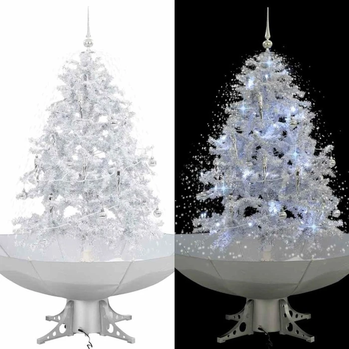 vidaXL Künstlicher Weihnachtsbaum schneiend mit Schirmfuß weiß, 140cm