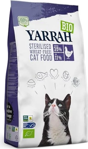 Yarrah Organic Grain-Free Dry Cat Food for sterilised Cats, 2kg