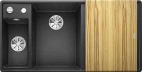 Blanco Axia III 6 S-F InFino Becken links mit Ablauffernbedienung anthrazit inkl. Holzschneidebrett