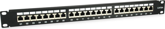 Equip Patchpanel Cat6a, geschirmt, 19", 24-Port, 1HE, 19", 1HE, schwarz