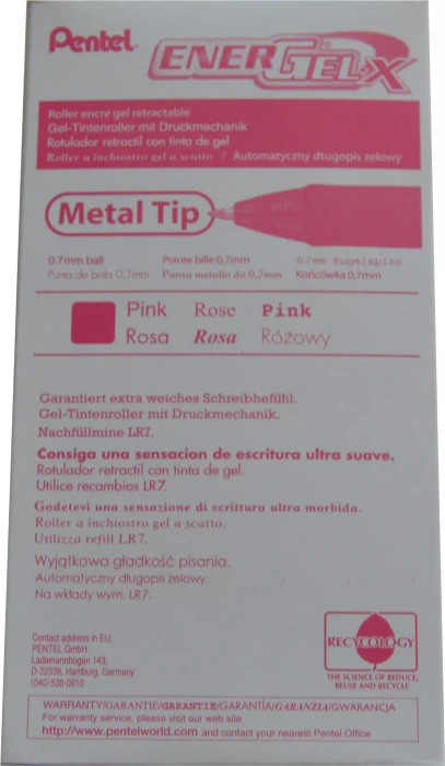 Pentel EnerGel X BL107 0.7mm/0.35mm Gelroller rosa/transparent, 12er-Pack