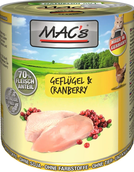 MAC's Cat Geflügel und Cranberry Adult, 4.80kg (6x 800g)