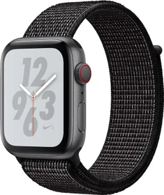 Apple Watch Nike+ Series 4 (GPS + Cellular) Aluminium 44mm grau mit Sport Loop schwarz