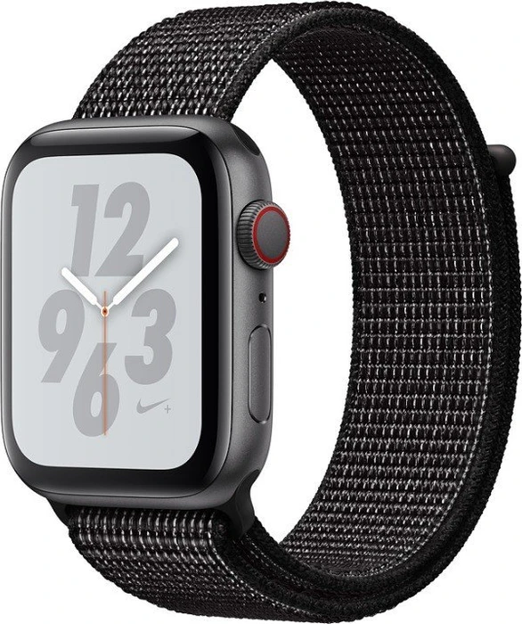 Apple Watch Nike+ Series 4 (GPS + Cellular) Aluminium 44mm grau mit Sport Loop schwarz